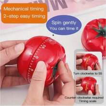 1 件番茄形厨房计时器 60 分钟机械倒计时，无需电力，耐用塑料烹饪提醒闹钟，红色带数字和说明，非常适合烘焙和烹饪 - 多款 - 查看 4