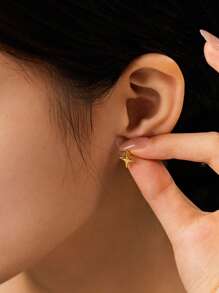 Mazuer 1 par de pendientes de acero inoxidable con diseño vintage estilo perla estrella chapados en oro de 18K, joyería para mujer, regalo para el Día de la Madre, joyería occidental Y2K para playa, fiesta, viajes diarios y vacaciones