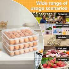 带盖保鲜鸡蛋盒，可堆叠透明塑料鸡蛋容器，可重复使用鸡蛋托盘，9.1“X12.2”（1 包，可容纳 24 个鸡蛋）