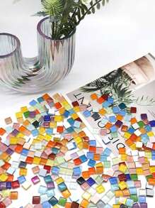 200pcs Mosaic Glass Tiles, Handmade DIY Craft Supplies For Creative Art, Painting And Jewelry Making, 8 Different Style Color Combinations