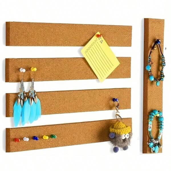 RIMEMO Selbstklebende Korkwandstreifen mit 50 Reißnägeln, Korkboard für die Wand 15x2 Inch - 1/2 Inch dick, mit 50 mehrfarbigen Reißnägeln, starker selbstklebender Rücken, Pack mit 2 Stücke / 4 Stücke