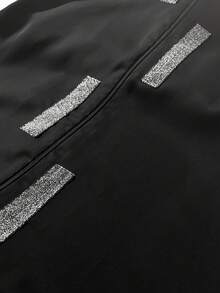 时尚气质休闲宽松拉链设计亮片女士圆领长袖黑色连衣裙Abaya Jilbabs迪拜适合日常居家节日四季 - 黑色 - 查看 6