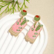 1 Paar Boho Kristall Martini Olive Tropfen Ohrringe, leichte Mode Mehrfarbige Olive Sellerie Cocktail Email Anhänger Ohrringe, geeignet als Geschenk für Frauen für den täglichen Gebrauch, Lässig Party, Urlaub