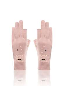 1 Set Ladies' Thin Fingerless Gloves, Black/Beige/Purple, UV Protection Breathable Non-Slip Touchscreen Summer Driving Gloves