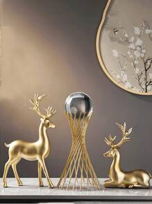 2pcs Christmas Deer/Golden Swan Ornaments, Resin Animal Statue Arts And Crafts, Home Decoration Ornaments, Living Room Desktop, Office Desktop Layout, Winter Christmas And New Year Decoration Best Gift Birthday.