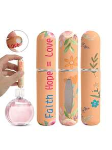 1/4 件套夏季花朵图案化妆品瓶，可爱 Ins 5ml 旅行便携式底部香水灌装喷雾瓶，可重复使用的香水分配工具，多种图案可供选择，适用于男性和女性