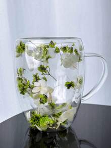 双层玻璃咖啡杯，带干花，耐热保温水瓶，适用于冷萃咖啡、苏打水、水果茶、果汁和拿铁等冷热饮品 - 非常适合婚礼、派对、新娘送礼会、生日礼物