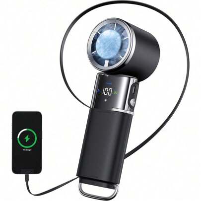 SULVGO 11000 转/分钟，100 档风速设置，配备 6000mAh 电池和内置延长线，可为设备充电，超便携可折叠颈挂式风扇，是旅行礼物、家庭使用和学校必备品的理想选择。