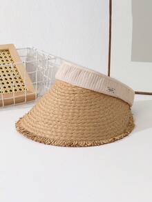 1 pezzo Cappello di paglia estivo leggero da donna, traspirante e confortevole, ampia tesa per la coda di cavallo, stile casual ed elegante, cappello da sole adatto per attività all'aperto, passeggiate, shopping, vacanze e uso quotidiano