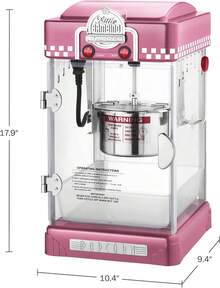 Little Bambino Popcorn Machine - 2.5oz Tabletop Movie Theater Popcorn Popper With Stainless-Steel Kettle By Great Northern Popcorn (Pink) - Pink - View 2