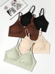 4pcsWomen's Multi-Color Base Layer Top, Sports Bra With Cups And Thin Shoulder Straps, Detachable Padded Push-Up Bra, Fitness And Running Vest, Sexy Yoga Top