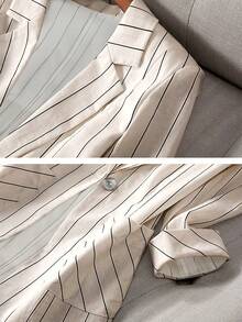 Blazer casual de mujer con un solo botón, de manga 7/8, con rayas finas, para primavera/verano