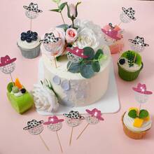 12 pezzi di decori per cupcake a forma di cappello da cowboy a palla da discoteca scintillante, decorazioni in carta per cupcake a tema disco degli anni '70, decorazioni per torta di compleanno con tema da cowgirl e palla da discoteca, adatti anche per Natale - Multicolore - Visualizzare 11