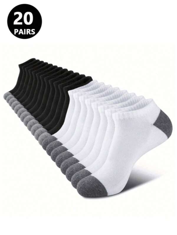 20 pares de calcetines de tobillo con amortiguación doble para hombre, calcetines casuales cómodos y transpirables, aptos para deportes, ocio y traslados, adecuados para usar en verano