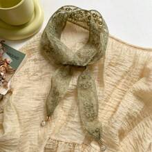 French Floral Lace Women's Headband Openwork Delicate Flower Ponytail Wrap Hair Accessory, Party Wedding Cosplay Accessory Hair Accessories Autumn Accessories Fall Winter Hair Band For Vacation Outfits Woman