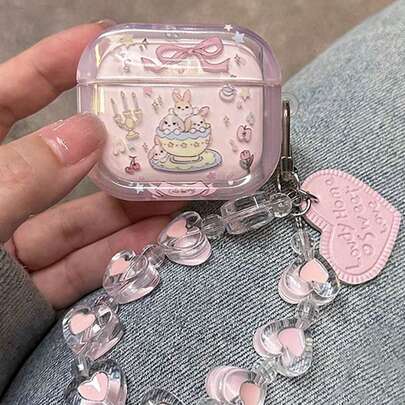 卡通兔心硅胶耳机壳适用于 1/2/3/4/Pro/Pro(2nd)/Pro(3rd)