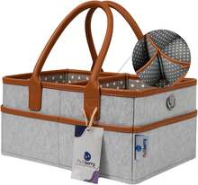 Baby Diaper Caddy Changing Table Organizer - Baby Basket Diaper Caddy Organizer With Handle - Basket For Nursery With Changing Pads & Storage - Chocolate Brown - View 1