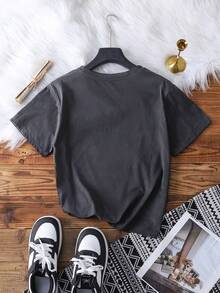 Camiseta de mujer de manga corta y cuello redondo con estampado divertido "Podría ser talla grande mala", camiseta con lema humorístico para el verano