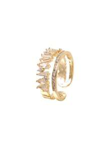 1Pc New Fashion Women's Luxury Gold Zirconia Ring Simple Hollow Heart Shape Cross Open Joint Ring Wedding Party Elegant Jewelry Gift