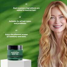 1 Bottle 100g Rosemary Mint Hair & Scalp Nourishing Cream, Nourishes Scalp & Hair, Improves Dryness, Repairs Damaged Hair & Split Ends, Enhances Shine - Green - View 5