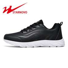 STARNOVO STARNOVO Herrenschuhe, schwarze Lässig Schuhe, Lederoberfläche wasserdichte Laufschuhe mit weicher Sohle, Herren Reiseschuhe