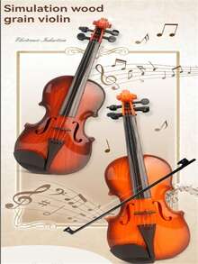 儿童电子迷你小提琴音乐玩具，可演奏的入门级乐器，配有逼真的琴弦和木纹，尤克里里风格，亲子互动玩具，适合3-12岁男孩女孩的生日礼物 - 彩色 - 查看 6