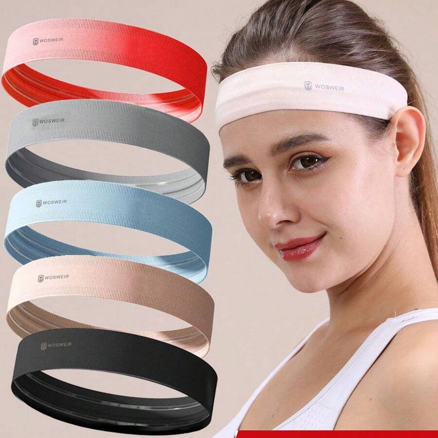 女士 Bandana 运动头带，男女瑜伽吸汗头带，跑步、羽毛球、健身、跳绳、吸湿排汗、防汗时尚发饰经典发带 - 彩色 - 查看 1