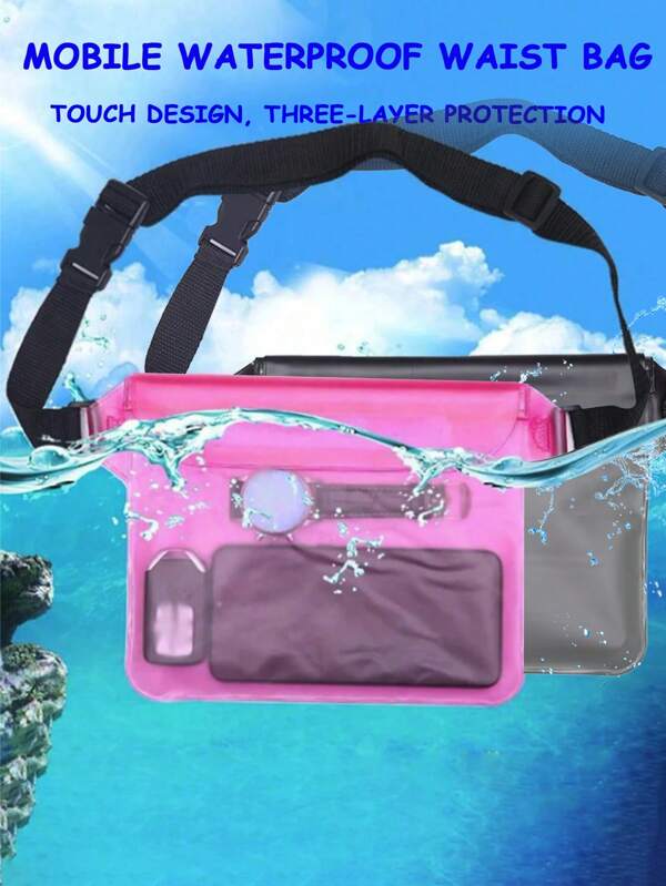 1/2/5-Pack Waterproof Phone Pouch/Waist Pack, Floating Waterproof Phone Case Bag For Swimming, Snorkeling, Outdoor Activities, Unisex Design, Suitable For Delivery Riders