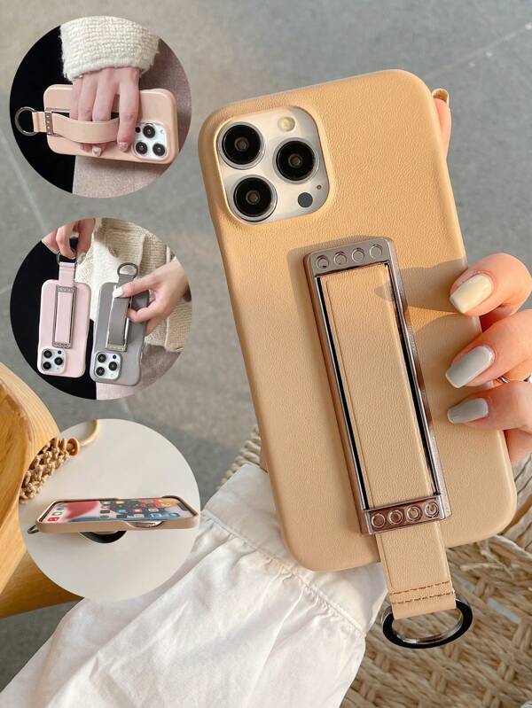 1 Stück PU-Leder Fingerring Halter & Handyhülle, kann als Smartphone-Ständer verwendet werden, französischer Retro-Stil, geeignet für Männer und Frauen für den täglichen Gebrauch, Lochgröße kann je nach Handymodell variieren