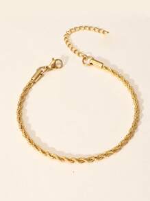 1 Peça Pulseira de Corrente Trançada de Aço Inoxidável para Mulheres, Acessório Versátil para o Dia a Dia