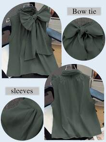 Elegant Sleeveless Tie Neck Design Versatile Summer Top - Grey - View 9