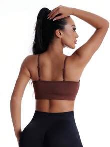 4pcsWomen's Multi-Color Base Layer Top, Sports Bra With Cups And Thin Shoulder Straps, Detachable Padded Push-Up Bra, Fitness And Running Vest, Sexy Yoga Top