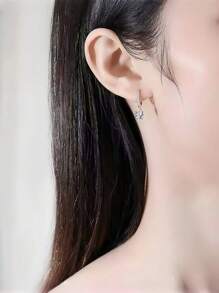 1 Pair Fashionable Minimalist Full Rhinestone Stud Earrings, Six Claw Crystals Earrings, Luxurious Sparkle Cubic Zirconia Studs, Suitable For Banquet, Daily Wear And Outfit Matching, Birthday Gift Luxury Present, Six Claw Earrings