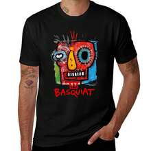 Cool Graphic T-Shirts For Men - Jean And Michel Artist Basquiat Oversized T Shirt Loose Fit Vintage Washed Short Sleeve Tee For Men Women - 黑色 - 查看 1