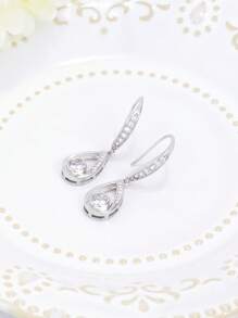 Sterling Silver Cubic Zirconia Water Drop Dangle Earrings, Hypoallergenic Elegant Earrings For Women, Suitable For Daily Wear And Birthday Gifts