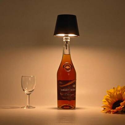 1800mAh Wireless Wine Bottle Lamp - Dimmable 3-Color Wireless Wine Bottle Lamp, USB Rechargeable Wine Bottle Lamp, Touch Sensor LED Wine Bottle Light, Suitable For Home, Bar, Camping, Travel