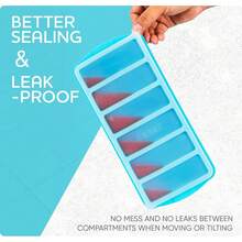 Black Friday11/2 Cup Silicone Freezer Tray With Lid - Silicone Freezer Molds 2-Pack For Meal Prep & Freezing Of Various Sauces And Other Dishes, Makes 12 Perfect 1/2 Cup Portions Cubes,Oven And Dishwasher - 紅色 - 查看 9