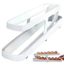 Bilayer Fridge Egg Storage Box Automatic Rolling Eggs Holder Rack Ladder Style Refrigerator Eggs Dispenser Egg Organizer Holder