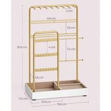 SONGMICS Expositor de Joyas Soporte para Joyas Organizador de Joyas Bandeja de Terciopelo Dorado MJJS021A01V1 - Dorado - Ver 5