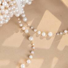 1m Fashion 3-8mm ABS Faux Pearl & Copper Chain, Suitable For DIY Jewelry Making, Necklaces, Bracelets, Apparel Accessories