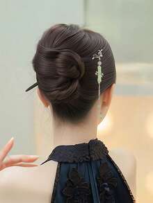 1 件女士流苏和竹叶形吊坠装饰发簪，中国传统汉服发饰皇家发髻发夹发髻制作器发髻发夹