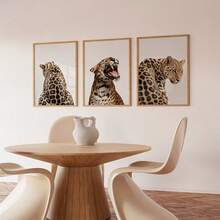 3 套无框酷炫动物豹纹海报，美学 Y2K 风骚房间装饰，时尚帆布画，印刷，极简主义时尚墙画，宿舍、公寓、女孩房、卧室、客厅、现代家居装饰的理想礼物