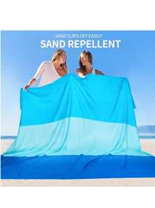 Beach Blanket Sandproof, Foldable Beach Mat With 4 Corner Stakes, For Outdoor Camping Travel Vacation Hiking Polyeaster Material Oversized Lightweight Picnic Beach Blanket