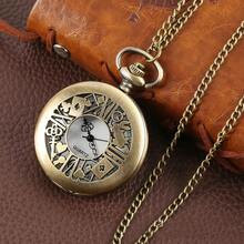 New Hollow Flower, Rabbit & Playing Card Decor Vintage Pocket Watch With Chain, Great As Gift For Friends - Green Ancient Color - View 4