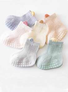 6 Pairs Non-Slip Baby/Kid Floor Socks With Cute Ear Designs, Suitable For Boys, Girls, All Seasons