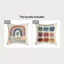 TOPSSCTR 2pcs, Mental Health Bohemian Throw Pillow Covers, Educational Emotional Psychology Relax Office School Counseling Office Decorative Pillowcases, Without Pillow Inserts - Beige - View 9