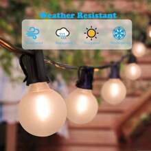 G40 Outdoor Solar Powered String Lights, Frosted Plastic Bulbs, Emit Warm Vintage Light, Suitable For New Year, Wedding, Camping, Garden, Holidays, Patio, Yard, Balcony Lighting, Outdoor Party, Christmas Decoration
