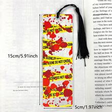 Marcapáginas de acrílico con diseño de cinta de escena del crimen y gotas de sangre, adecuado para novelas de misterio y suspenso, lectores de crimen real, amantes de los libros, regalos para maestros