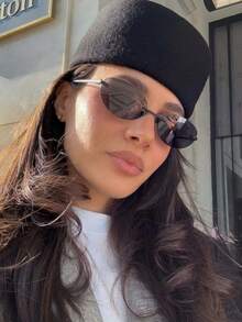 1pc Y2K Futuristic Tech Style Black Sports Fashion Glasses, Fashionable Frameless Glasses Suitable For Daily Wear, Street Style, Vacation, Beach, Back To School - màu đen - Xem 7