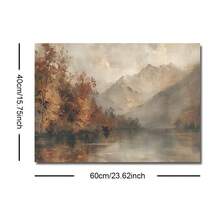 1pc Framed/Unframed Vintage Fall Mountain Forest Rustic Wall Art Poster Canvas Print Minimalist Abstract Autumn Landscape Farmhouse Decor Retro Painting For Aprtment,Living Room,Bedroom,Modern Home Decoration